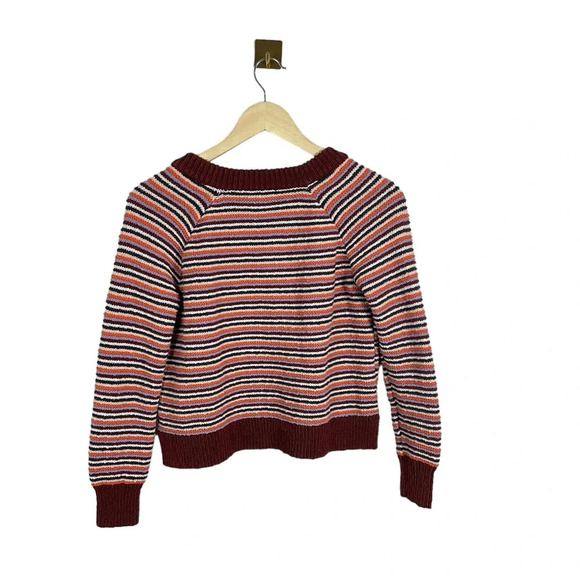 NWOT Madewell Arden V-Neck Striped Cropped Sweater in Multicolor Size XS - Picture 12 of 14